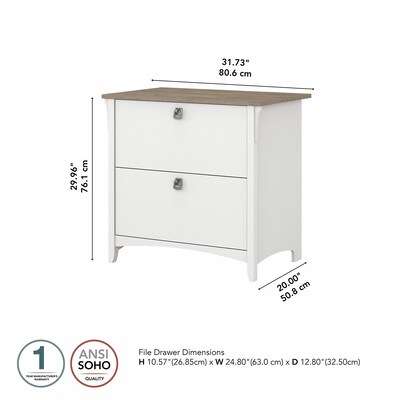 Bush Furniture Salinas 2-Drawer Lateral File Cabinet, Letter/Legal, Shiplap Gray/Pure White, 31.73" (SAF132G2W-03)