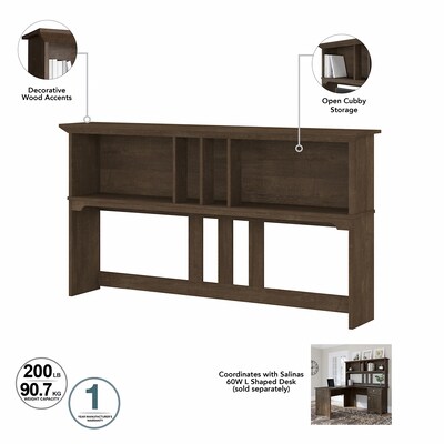 Bush Furniture Salinas 60"W Desktop Hutch, Ash Brown (SAH160ABR-03)