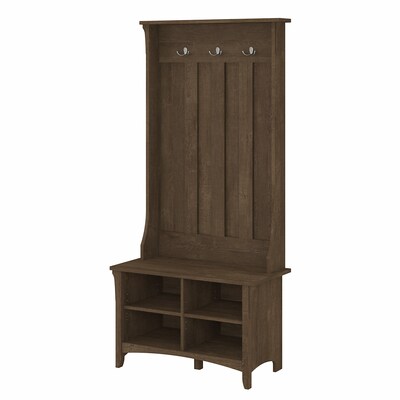 Bush Furniture Salinas Hall Tree with Shoe Storage Bench, Ash Brown (SAS532ABR-03)