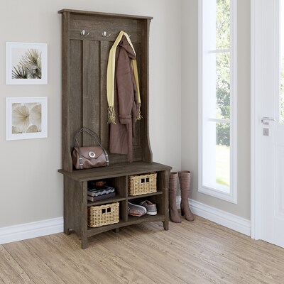 Bush Furniture Salinas Hall Tree with Shoe Storage Bench, Ash Brown (SAS532ABR-03)