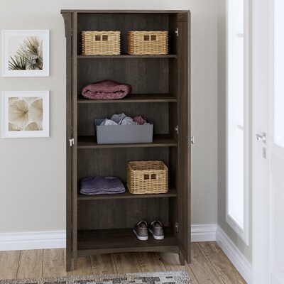 Bush Furniture Salinas 63" Tall Storage Cabinet with 4 Shelves, Ash Brown (SAS332ABR-03)
