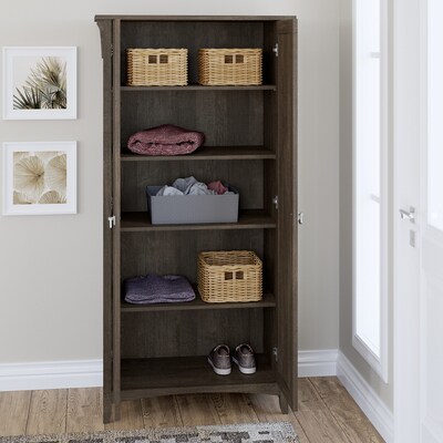 Bush Furniture Salinas 62.95" Tall Storage Cabinet with 4 Shelves, Ash Brown (SAS332ABR-03)