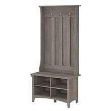 Bush Furniture Salinas Hall Tree with Shoe Storage Bench, Driftwood Gray (SAS532DG-03)