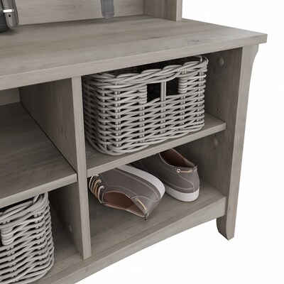 Bush Furniture Salinas Hall Tree with Shoe Storage Bench, Driftwood Gray (SAS532DG-03)