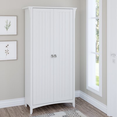 Bush Furniture Salinas 63" Storage Cabinet with 5 Shelves, Pure White (SAS332G2W-03)