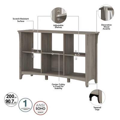 Bush Furniture Salinas 6-Shelf 30"H Cube Bookcase, Driftwood Gray (SAB148DG-03)