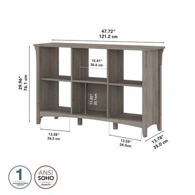 Bush Furniture Salinas 6-Shelf 30"H Cube Bookcase, Driftwood Gray (SAB148DG-03)
