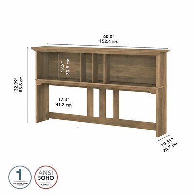 Bush Furniture Salinas 60"W Desktop Hutch, Reclaimed Pine (SAH160RCP-03)