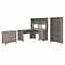 Bush Furniture Salinas 60W L Shaped Desk with Hutch, Lateral File Cabinet and 5 Shelf Bookcase, Dri