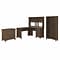 Bush Furniture Salinas 60 L-Shaped Desk with Hutch, Lateral File Cabinet and 5-Shelf Bookcase, Ash