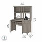 Bush Furniture Salinas 48"W Small Computer Desk with Hutch, Driftwood Gray (MY72508-03)