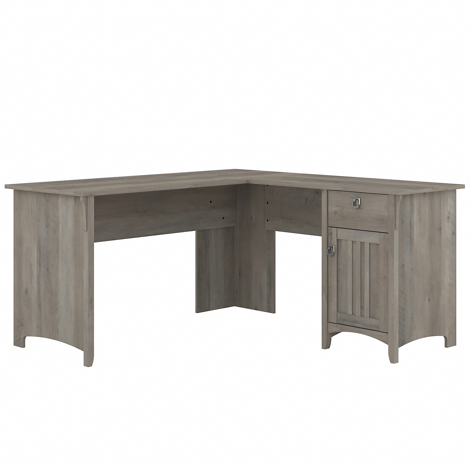 Bush Furniture Salinas 60W L Shaped Desk with Storage, Driftwood Gray (SAD160DG-03)