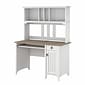 Bush Furniture Salinas 48"W Small Computer Desk with Hutch, Shiplap Gray/Pure White (MY72808-03)