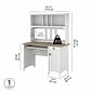 Bush Furniture Salinas 48"W Small Computer Desk with Hutch, Shiplap Gray/Pure White (MY72808-03)