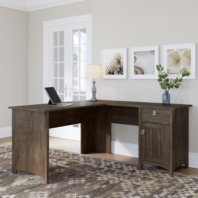 Bush Furniture Salinas 60"W L Shaped Desk with Storage, Ash Brown (SAD160ABR-03)