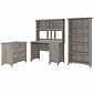 Bush Furniture Salinas 47" Computer Desk with Hutch, Lateral File Cabinet and 5-Shelf Bookcase, Driftwood Gray (SAL002DG)