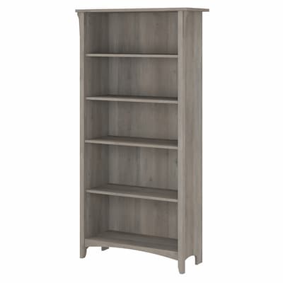 Bush Furniture Salinas 63 5-Shelf Bookcase with 3 Adjustable Shelves, Driftwood Gray Laminated Wood