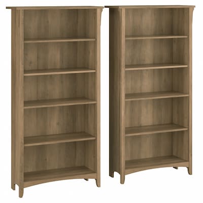 Bush Furniture Salinas 63H 5-Shelf Tall Bookcase, Reclaimed Pine, 2/Set (SAL036RCP)