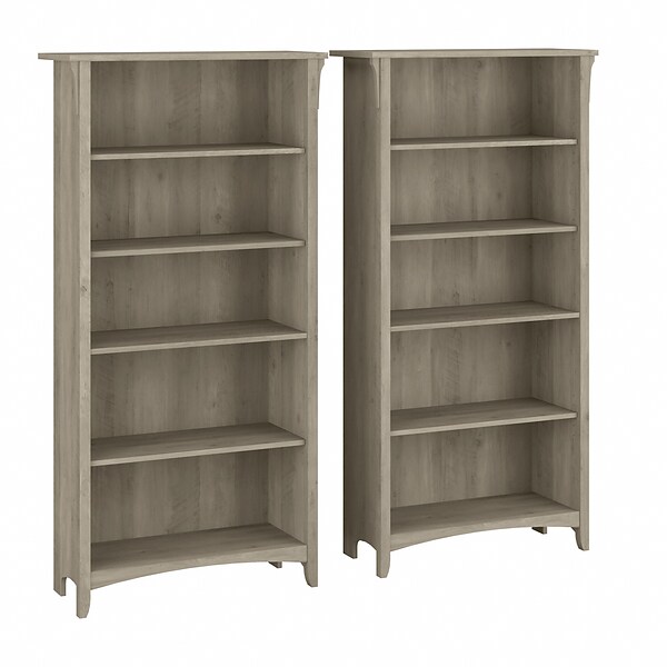 Bush Furniture Salinas 5-Shelf 63H Tall Bookcase, Driftwood Gray, 2/Set (SAL036DG)