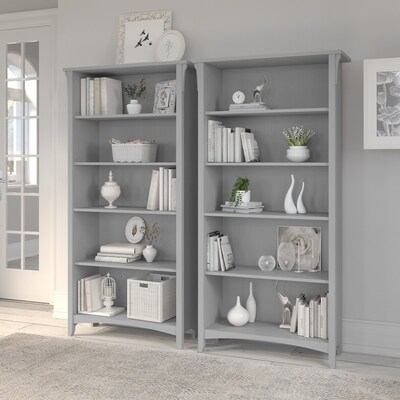 Bush Furniture Salinas 5-Shelf 63H Tall Bookcase, Cape Cod Gray, 2/Set (SAL036CG)