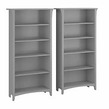 Bush Furniture Salinas 5-Shelf 63H Tall Bookcase, Cape Cod Gray, 2/Set (SAL036CG)