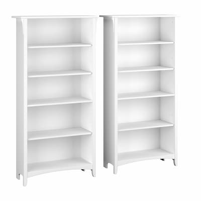 Bush Furniture Salinas 5-Shelf 63H Tall Bookcase, Shiplap Gray/Pure White, 2/Set (SAL036G2W)