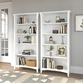Bush Furniture Salinas 5-Shelf 63H Tall Bookcase, Shiplap Gray/Pure White, 2/Set (SAL036G2W)