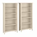 Bush Furniture Salinas 63H 5-Shelf Tall Bookcase, Antique White, 2/Set (SAL036AW)