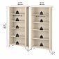 Bush Furniture Salinas 63"H 5-Shelf Tall Bookcase, Antique White, 2/Set (SAL036AW)