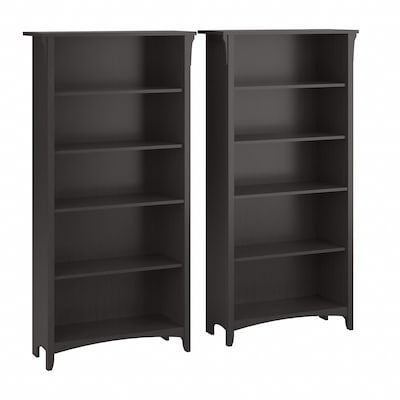 Bush Furniture Salinas 63"H 5-Shelf Tall Bookcase, Vintage Black, 2/Set (SAL036VB)