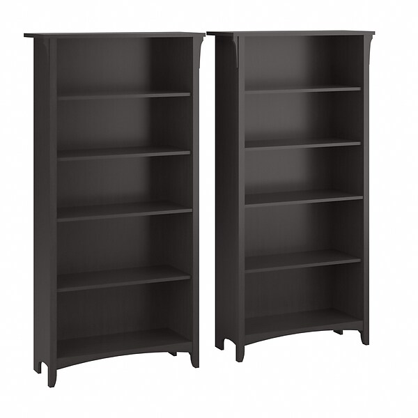 Bush Furniture Salinas 5-Shelf 63H Tall Bookcase, Vintage Black, 2/Set (SAL036VB)