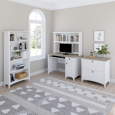 Bush Furniture Salinas 47 Computer Desk with Hutch, Lateral File Cabinet and 5-Shelf Bookcase, Gray