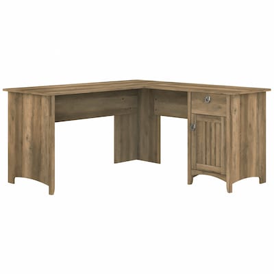 Bush Furniture Salinas 60W L Shaped Desk with Storage, Reclaimed Pine (SAD160RCP-03)