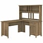 Bush Furniture Salinas 60"W L Shaped Desk with Hutch, Reclaimed Pine (SAL004RCP)