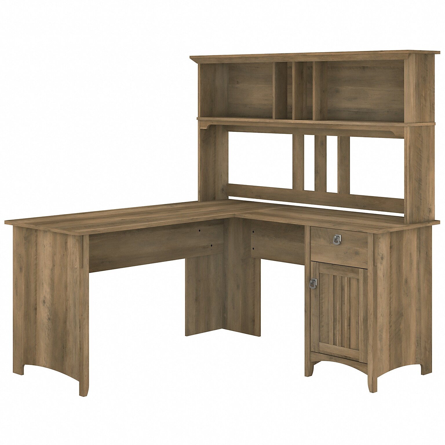 Bush Furniture Salinas 60W L Shaped Desk with Hutch, Reclaimed Pine (SAL004RCP)