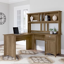 Bush Furniture Salinas 60W L Shaped Desk with Hutch, Reclaimed Pine (SAL004RCP)