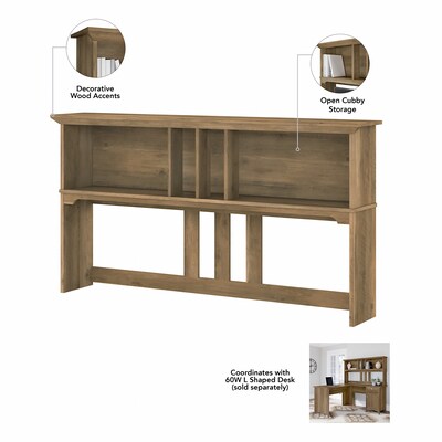 Bush Furniture Salinas 60"W L Shaped Desk with Hutch, Reclaimed Pine (SAL004RCP)