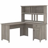 Bush Furniture Salinas 60 L-Shaped Desk with Hutch, Driftwood Gray (SAL004DG)