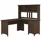 Bush Furniture Salinas 60"W L Shaped Desk with Hutch, Ash Brown (SAL004ABR)