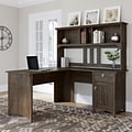 Bush Furniture Salinas 60 L-Shaped Desk with Hutch, Ash Brown (SAL004ABR)