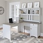 Bush Furniture Salinas 60"W L Shaped Desk with Hutch, Shiplap Gray/Pure White (SAL004G2W)