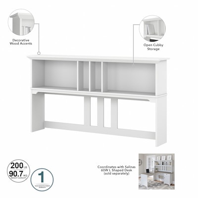 Bush Furniture Salinas 60"W L Shaped Desk with Hutch, Shiplap Gray/Pure White (SAL004G2W)