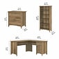Bush Furniture Salinas 60" L-Shaped Desk with Lateral File Cabinet and 5-Shelf Bookcase, Reclaimed Pine (SAL003RCP)