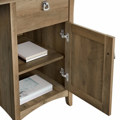 Bush Furniture Salinas 60"W L Shaped Desk with Lateral File Cabinet and 5 Shelf Bookcase, Reclaimed Pine (SAL003RCP)