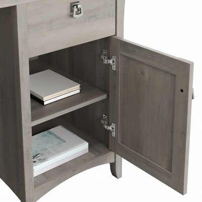 Bush Furniture Salinas 60"W L Shaped Desk with Lateral File Cabinet and 5 Shelf Bookcase, Driftwood Gray (SAL003DG)