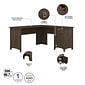 Bush Furniture Salinas 60"W L Shaped Desk with Lateral File Cabinet and 5 Shelf Bookcase, Ash Brown (SAL003ABR)