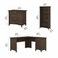Bush Furniture Salinas 60"W L Shaped Desk with Lateral File Cabinet and 5 Shelf Bookcase, Ash Brown (SAL003ABR)