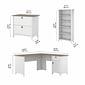 Bush Furniture Salinas 60"W L Shaped Desk with Lateral File Cabinet and 5 Shelf Bookcase, Shiplap Gray/Pure White (SAL003G2W)