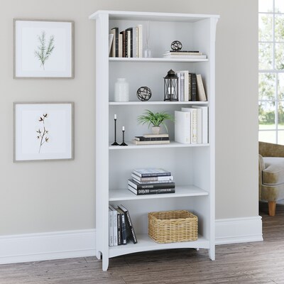 Bush Furniture Salinas 5-Shelf 63"H Bookcase, Pure White (SAB132G2W-03)