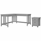Bush Furniture Salinas 60 L-Shaped Writing Desk with Mobile File Cabinet, Cape Cod Gray (SAL047CG)